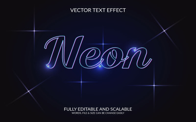 Neon edytowalny wektor Eps 3D efekt tekstowy szablon