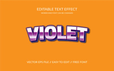 Design de modelo de efeito de texto de vetor editável 3D violeta Eps
