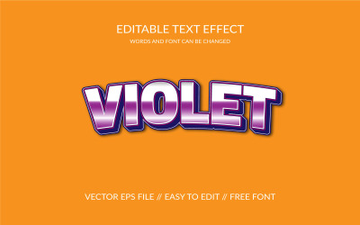 Fioletowy 3D edytowalny wektor efekt tekstowy Eps projekt szablonu