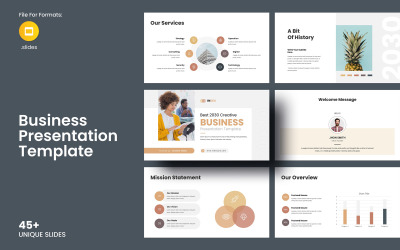 Layout der Google Slides-Vorlage für Unternehmen