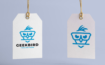 Modelo de logotipo de pássaro coruja geek