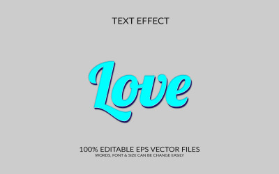 Plantilla de efecto de texto Eps vectorial editable 3D de amor