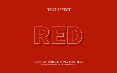 Röd helt redigerbar vektor 3d texteffekt malldesign