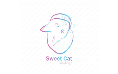 Conception de marque de logo de chat doux