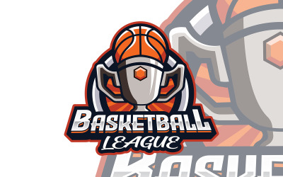 Modèle de logo de trophée de basket-ball