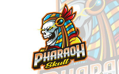Modello di logo di gioco del teschio del faraone