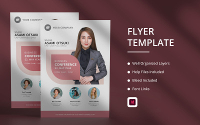 Modelo de folheto InDesign para conferência de negócios