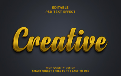Design criativo de efeito de texto dourado 3D