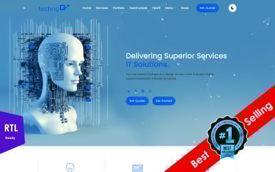 Technoit | IT-oplossingen en zakelijke dienstverlening Multifunctioneel responsief websitesjabloon