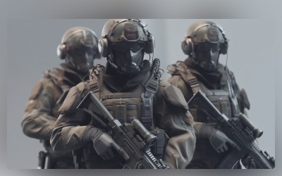 Battle-Ready Heavily Armed Military Personnel 23