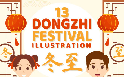 13 Dongzhi o Festival del Solsticio de Invierno Ilustración