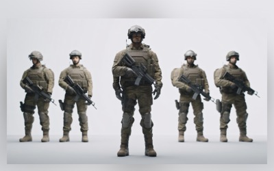 Stridsförberedd tungt beväpnad militär personal 40