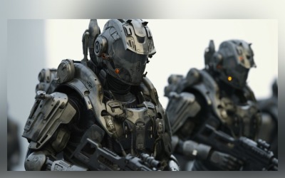 Tri-Bots of Defense Heavily Armed Robot 61