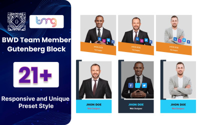 Blocco Gutenberg del membro del team BWD per WordPress