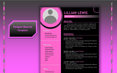 Designer Pink Printable Resume Template