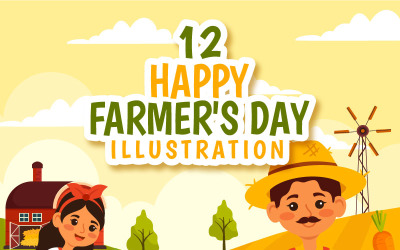 12 Šťastný farmářský den ilustrace