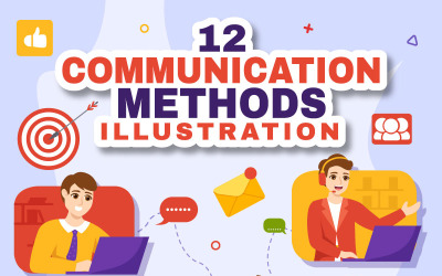 Ilustração de 12 métodos de comunicação