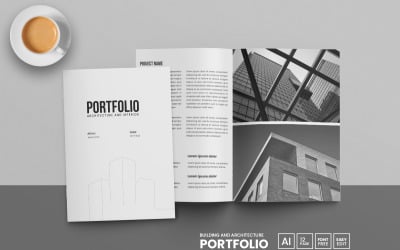 Brochure di architettura di progettazione del layout del portfolio digitale modello di portfolio moderno
