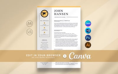 Plantilla de currículum Canva para gerente de construcción