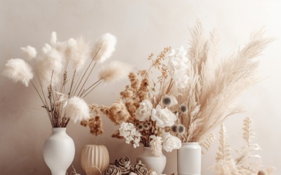 Torkade blommor Stilleben White Flora 15
