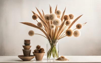 Trockenblumen Stillleben Weiße Flora 01
