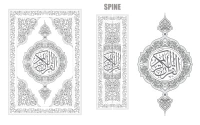 Vektorový design obalu knihy Korán s černým bílým okrajem