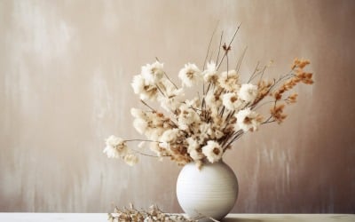 Torkade blommor Stilleben White Flora 29