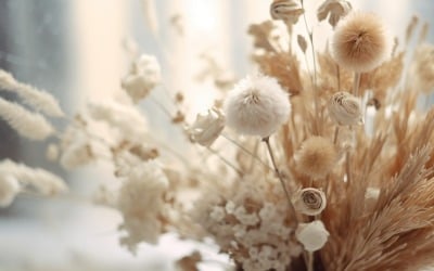 Torkade blommor Stilleben White Flora 68