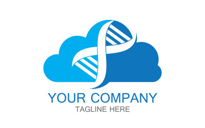 Modelo de logotipo de DNA azul nuvem v3
