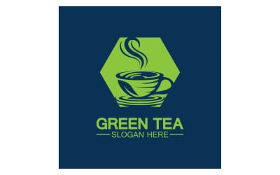Grüner Tee-Gesundheitsvorlagenlogo v48