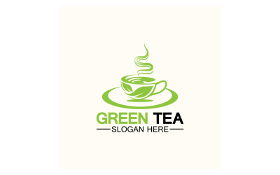 Logotipo de plantilla de salud de té verde v1