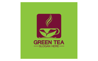 Logotipo de plantilla de salud de té verde v30