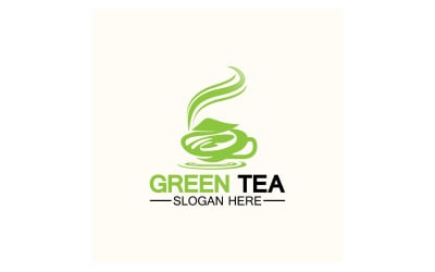 Logotipo de plantilla de salud de té verde v5