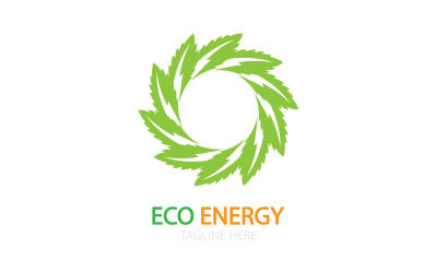 Logotipo de vetor de modelo de folha ecológica verde v21