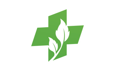 Modello di logo per la salute delle foglie della natura dell&amp;#39;ospedale v9
