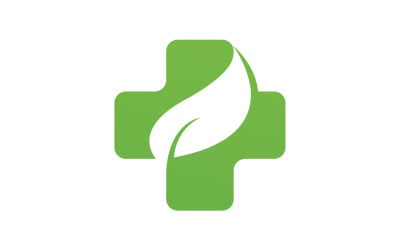 Modello di logo per la salute delle foglie della natura ospedaliera v14