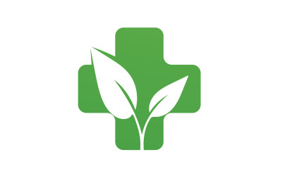 Modello di logo per la salute delle foglie della natura ospedaliera v18
