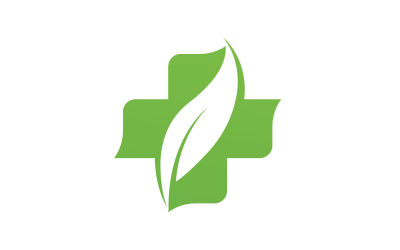 Modello di logo per la salute delle foglie della natura ospedaliera v2