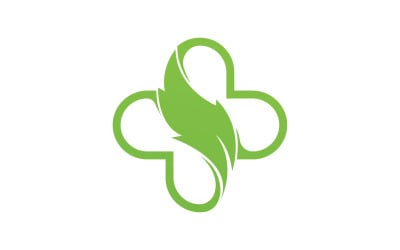 Modello di logo per la salute delle foglie della natura ospedaliera v5
