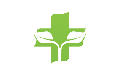 Modello di logo per la salute delle foglie della natura ospedaliera v7
