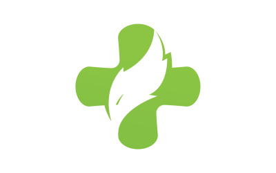 Modello di logo per la salute delle foglie della natura ospedaliera v8