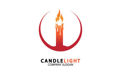 Modèle vectoriel de logo d&amp;#39;icône de lumière de bougie v46