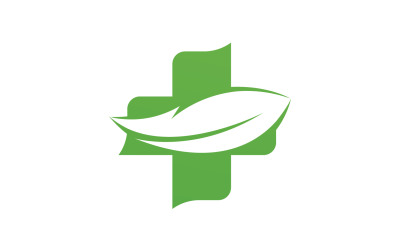 Modello di logo per la salute delle foglie della natura ospedaliera v22
