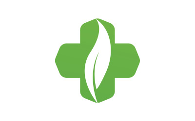 Modello di logo per la salute delle foglie della natura ospedaliera v24