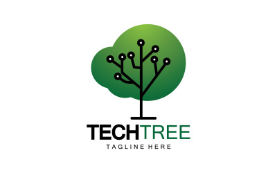Logotipo de plantilla de árbol tecnológico vcetor v16