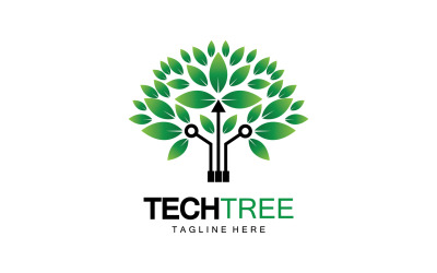 Logotipo de plantilla de árbol tecnológico vcetor v23