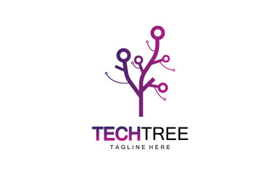 Logotipo de plantilla de árbol tecnológico vcetor v25