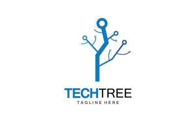 Logotipo de plantilla de árbol tecnológico vcetor v28