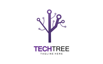 Logotipo de plantilla de árbol tecnológico vcetor v29
