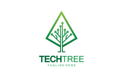 Logotipo de plantilla de árbol tecnológico vcetor v2
